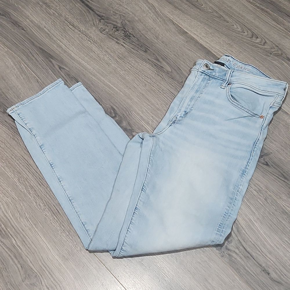 American Eagle Athletic Straight Airflex High Rise Medium Wash Jeans